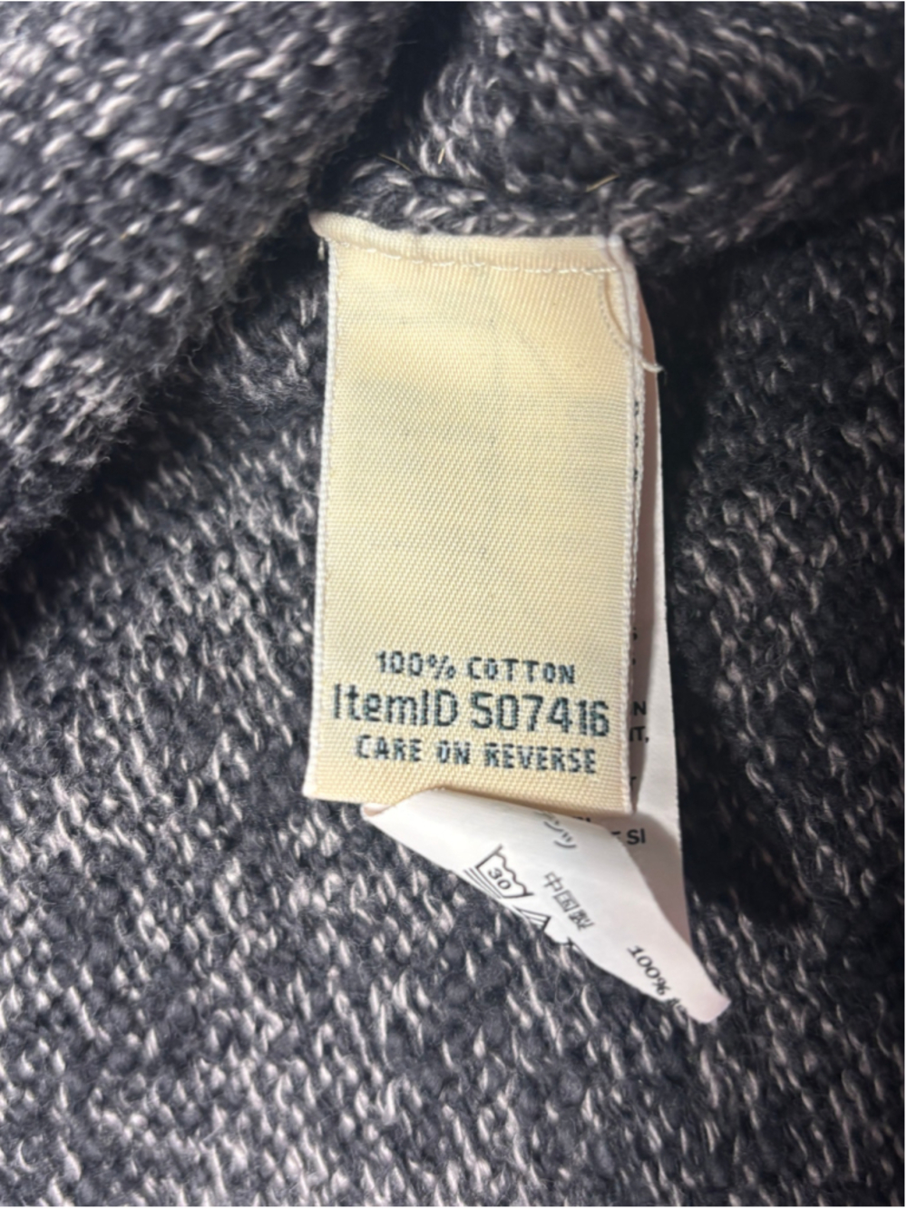 L.L. Bean Marled Black Gray Cotton Roll Neck Sweater Large Vintage Winter GUC - Picture 4 of 5